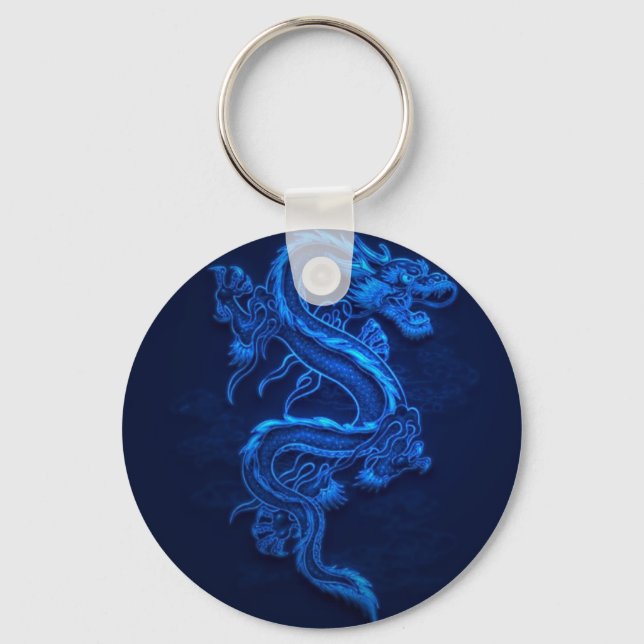 BLUE JAPANESE NEON DRAGON KEYCHAIN (Front)