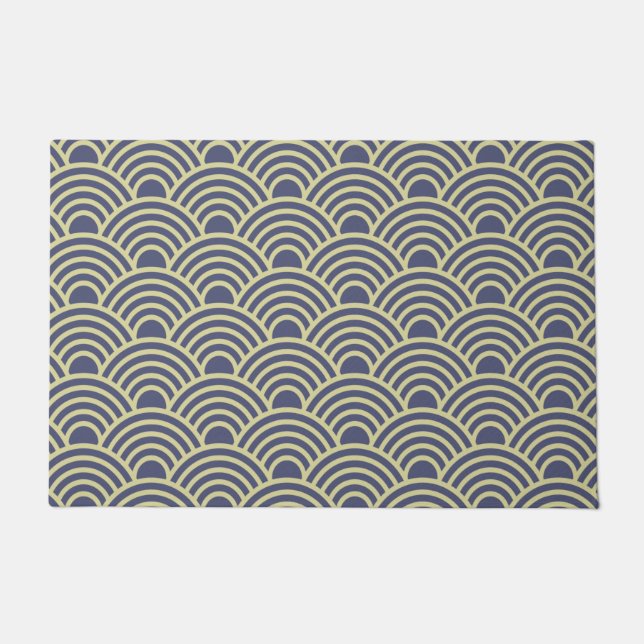 Blue japanese Seigaiha    Doormat (Front)
