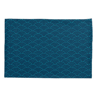 Blue Japanese Seigaiha Sea and Waves Pillowcase