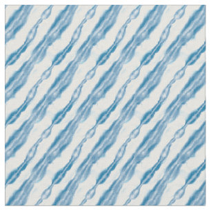 Blue Japanese Shibori-Style Watercolor Print Fabric