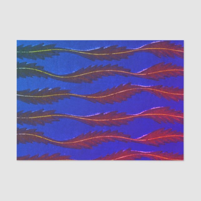 BLUE JAPANESE WOODBLOCK PATTERN Tissue Paper (Front)