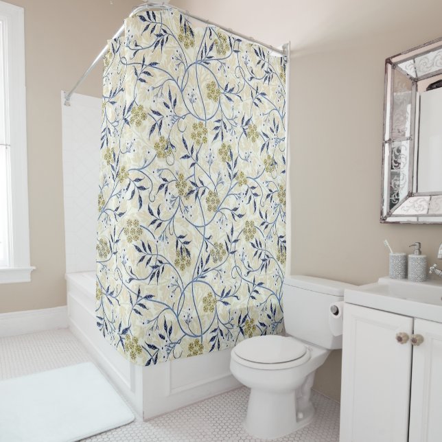 Blue Jasmine Shower Curtain (In Situ)