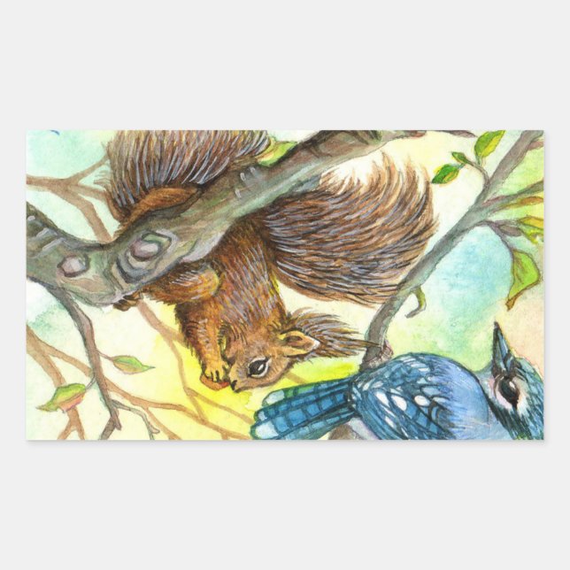 Blue Jay And Squirrel Sticker (Front)
