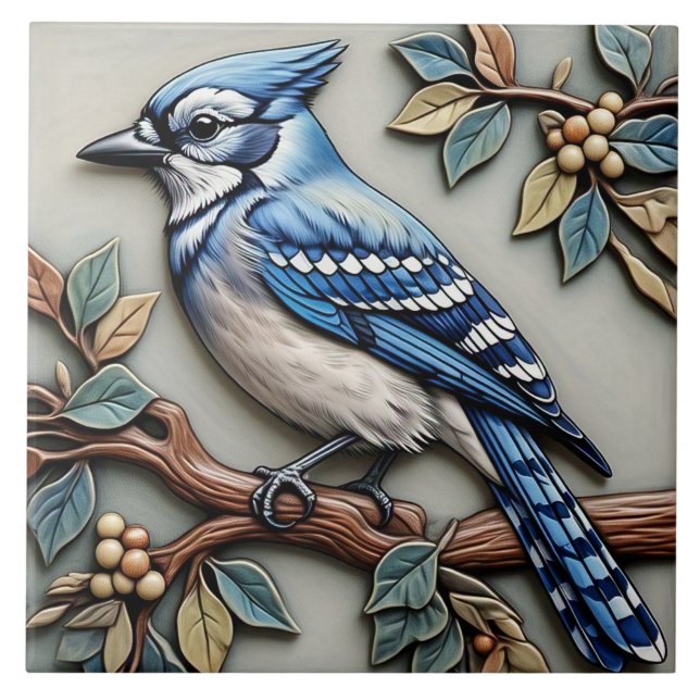 Blue Jay - Art And Crafts Ceramic Tile (Front)