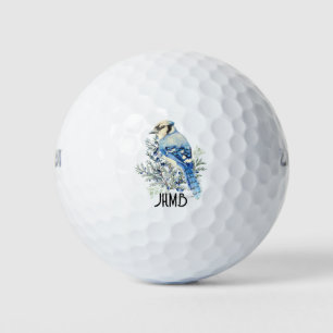 Blue Jay Bird Animal Monogram Art Golf Balls