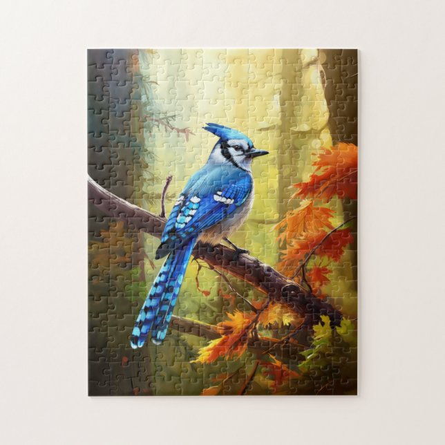 Blue Jay Bird Art Jigsaw Puzzle Puzzle (Vertical)