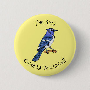 Blue jay bird cartoon illustration 2 inch round button