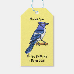 Blue jay bird cartoon illustration gift tags