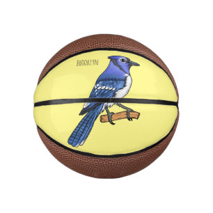 Blue jay bird cartoon illustration  mini basketball
