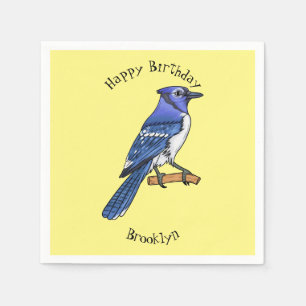 Blue jay bird cartoon illustration  napkin