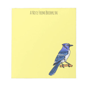 Blue jay bird cartoon illustration  notepad