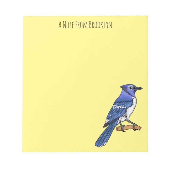 Blue jay bird cartoon illustration  notepad (Front)