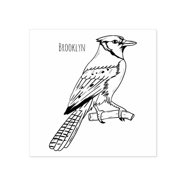 Blue jay bird cartoon illustration  rubber stamp (Imprint)