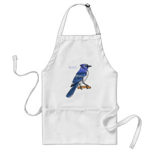 Blue jay bird cartoon illustration  standard apron
