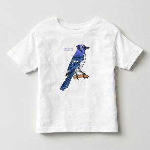 Blue jay bird cartoon illustration toddler t-shirt
