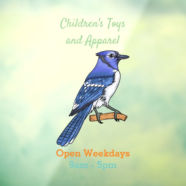Blue jay bird cartoon illustration  window cling (Sheet 3)