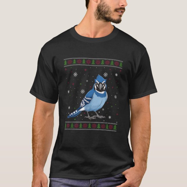 Blue Jay Bird Christmas Sweater Men Women Kids Xma (Front)