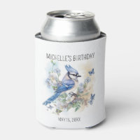 Blue Jay Bird Flowers Springtime Birthday Name