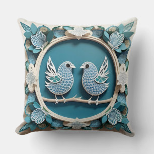 🐦 Blue Jay Bird Nature Lover Gift  Throw Pillow