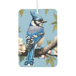 Blue Jay Bird On Pink Cherry Blossom Branch Air Freshener