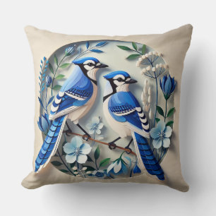 🐦 Blue Jay Bird Throw Pillow Nature Decor Gift 🌿