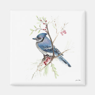 Blue Jay Bird Watercolor Art Magnet