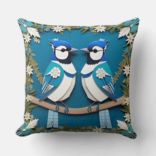 🌿 Blue Jay Bird  Wildlife Home Decor 🐦 Throw Pillow (Front)