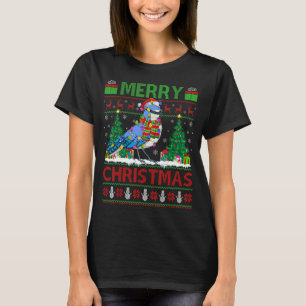 Blue Jay Bird Xmas Tree Ugly Santa Blue Jay Chri T-Shirt