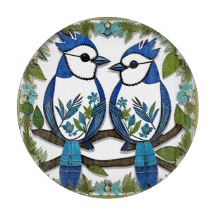 Blue Jay Birds Paper Art Cutting Board