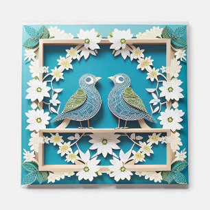 Blue Jay Birds Paper Art Magnet