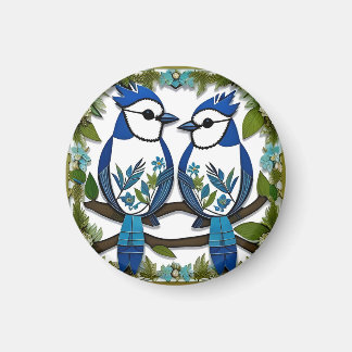 Blue Jay Birds Paper Art Magnet