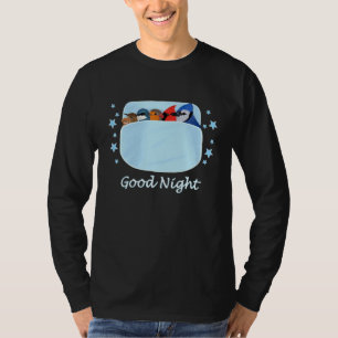 Blue Jay Cardinal Wren Teddy Bear Good Night Pyjam T-Shirt