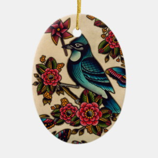 blue jay ceramic ornament