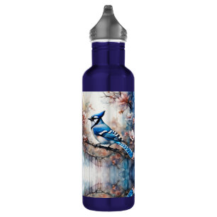 Blue Jay Cherry Blossoms watercolor 710 Ml Water Bottle