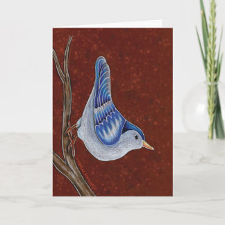 Blue Jay Climbing on Tree Trunk Greeting Card