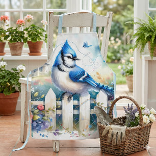 Blue Jay Cottage Garden Fence Scene Apron