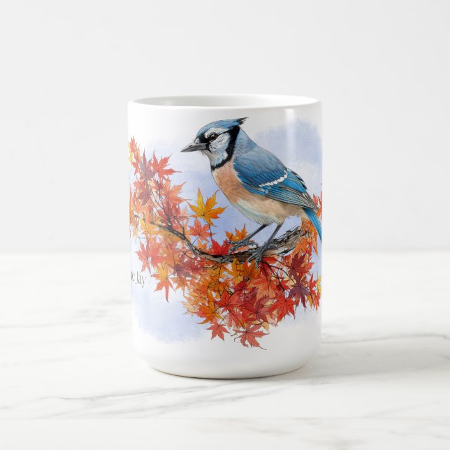 Blue Jay in Fall Colours Coffee Mug (Center)