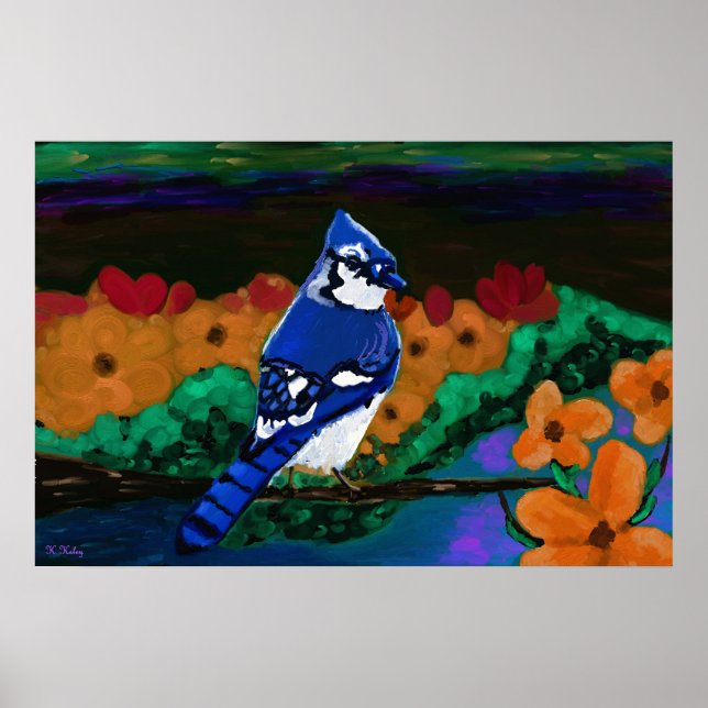 Blue Jay in Orange Flowers print (Front)