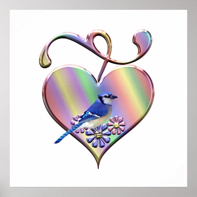 Blue Jay in Pretty Heart Poster (Front)