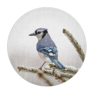 Blue Jay in Winter Cutting Board