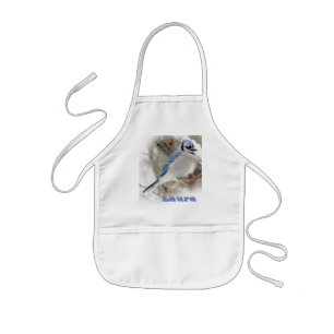 Blue Jay in Winter Snow Kids Apron