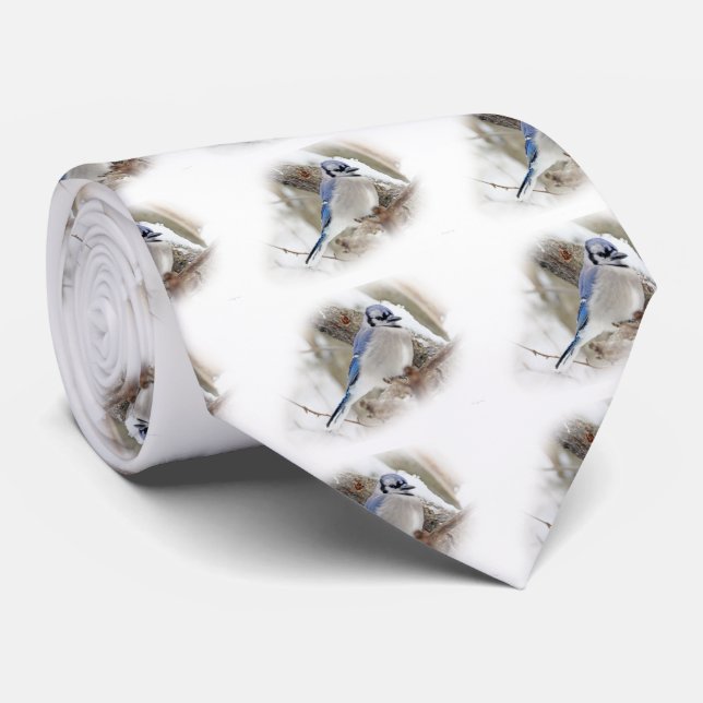 Blue Jay in Winter Snow Tie (Rolled)