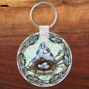 Blue Jay Nest  Keychain