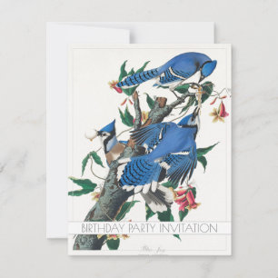 BLUE JAY OISEAU ANNIVERSAIRE FÊTE INVITATION CARTE