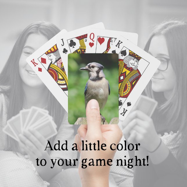 Blue Jay on Fence Bird Lover's Playing Cards (Blue Jay Playing Cards add color to your game night. A fun "just because" gift for bird lovers!)
