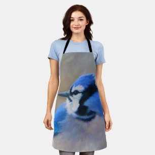 Blue Jay Painting - Original Bird Art Apron