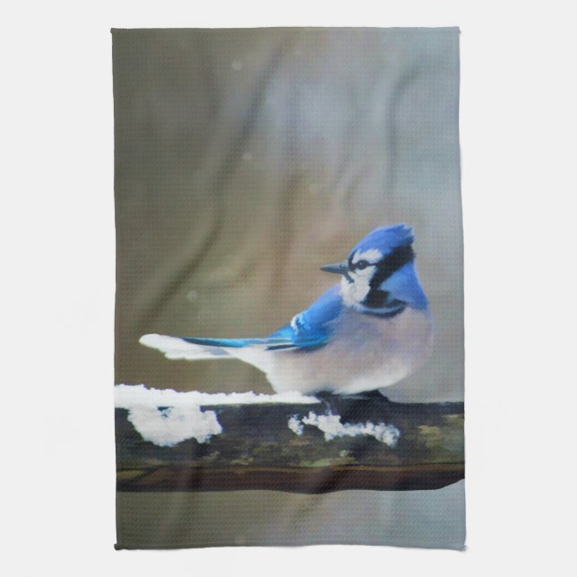 Blue Jay Painting - Original Bird Art Kitchen Towel (Vertical)