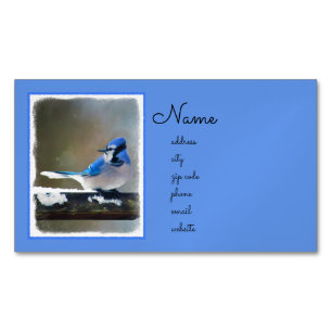 Blue Jay Painting - Original Bird Art Magnetic Business Card