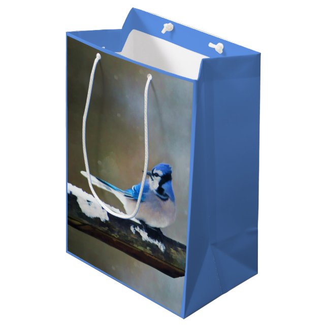 Blue Jay Painting - Original Bird Art Medium Gift Bag (Front Angled)