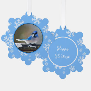 Blue Jay Painting - Original Bird Art Ornament Card
